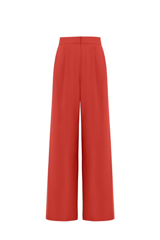 Брюки из Шерсти Красные